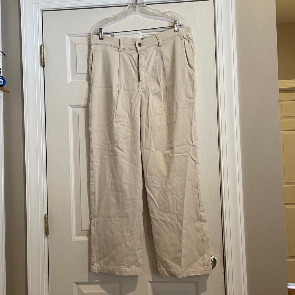 Beige Wide-Leg Pants